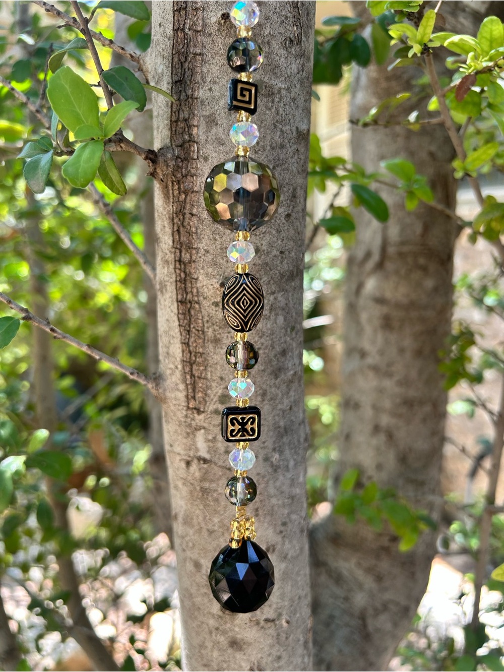 11.75” black crystal beaded suncatcher sun charm decor